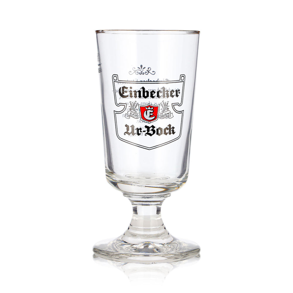 Bicchiere da birra Einbecker da 0,2 l, a calice, Urbock Exclusiv, bordo dorato, Rastal