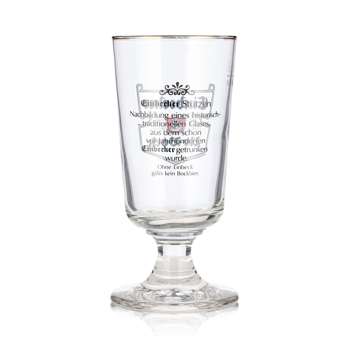 Bicchiere da birra Einbecker da 0,2 l, a calice, Urbock Exclusiv, bordo dorato, Rastal – Vista 3