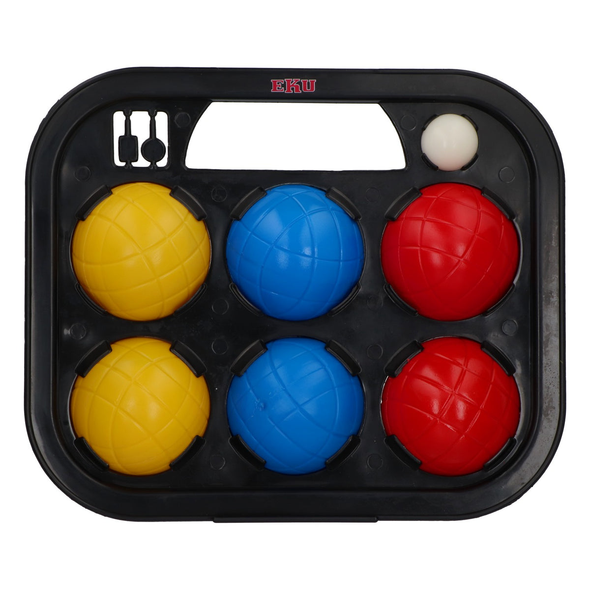Set da bocce Eku Bier – Gioco da esterno con cestino da trasporto e 6 bocce colorate in plastica – Vista 4