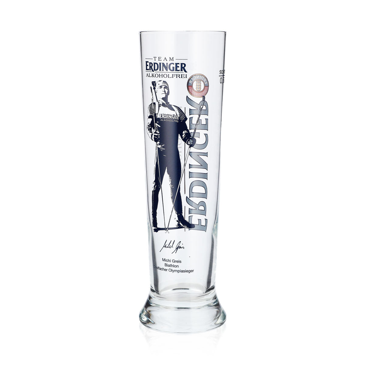 Bicchiere da birra Erdinger da 0,5 l Bicchiere da birra bianca Bicchiere in edizione speciale Michi Greis Senza alcol – Vista 3