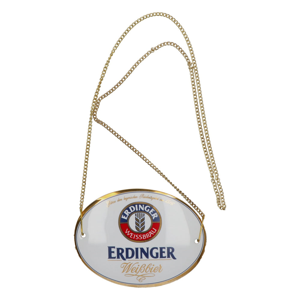 Insegna in ceramica bianca per rubinetto da birra Erdinger, 12x9 cm, nuova