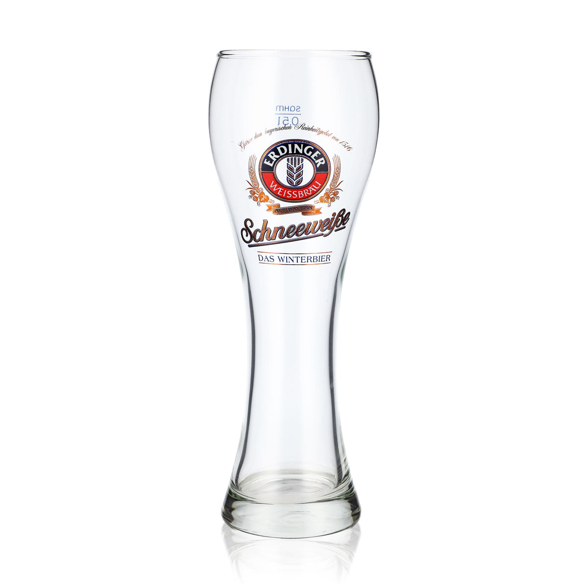 Bicchiere da birra Erdinger Weissbräu da 0,5 l, bicchiere da birra bianca "Schneeweiße", la birra invernale "Sahm"