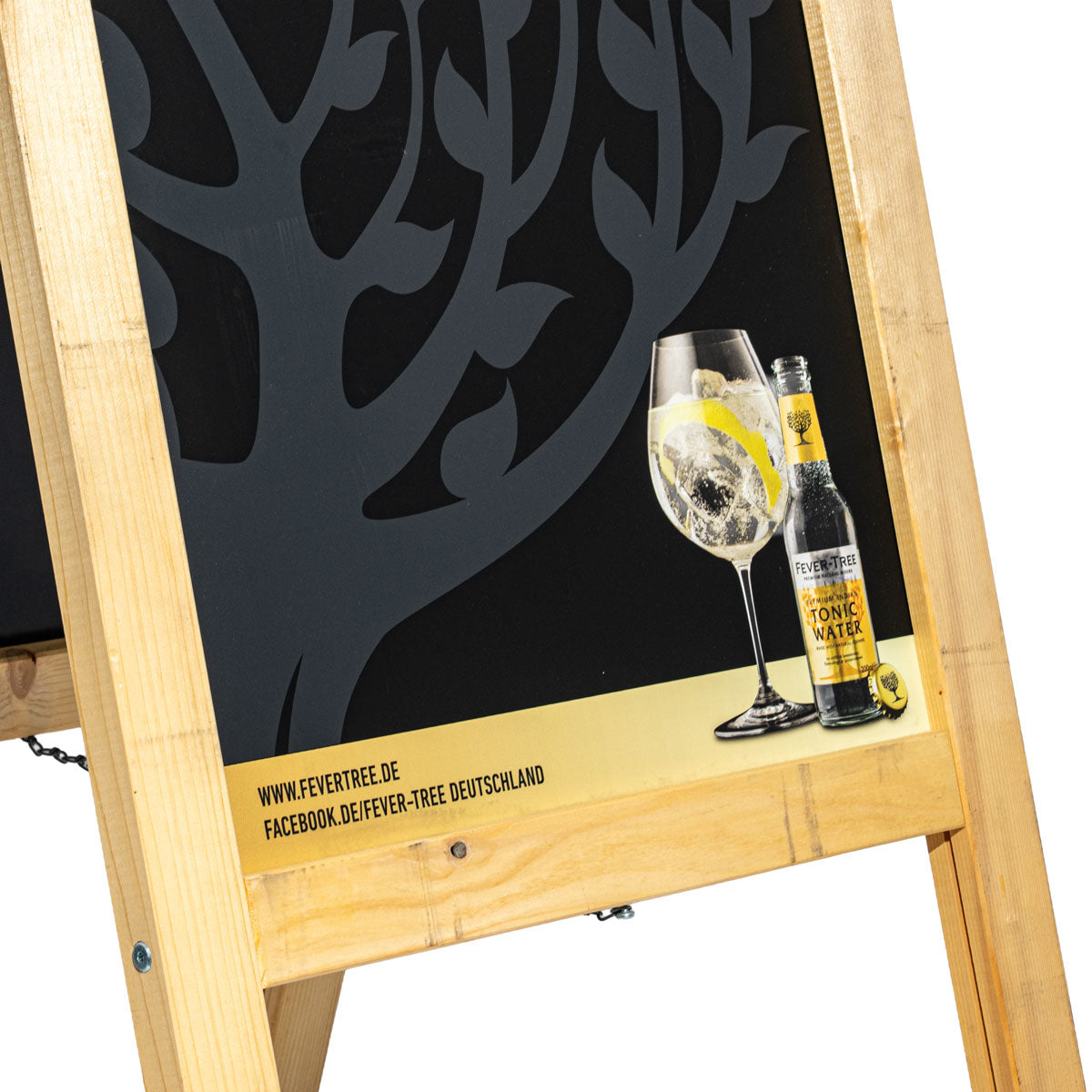Fever Tree Espositore pubblicitario A Frame con cornice in legno e lavagna in gesso per ristorazione – Vista 3