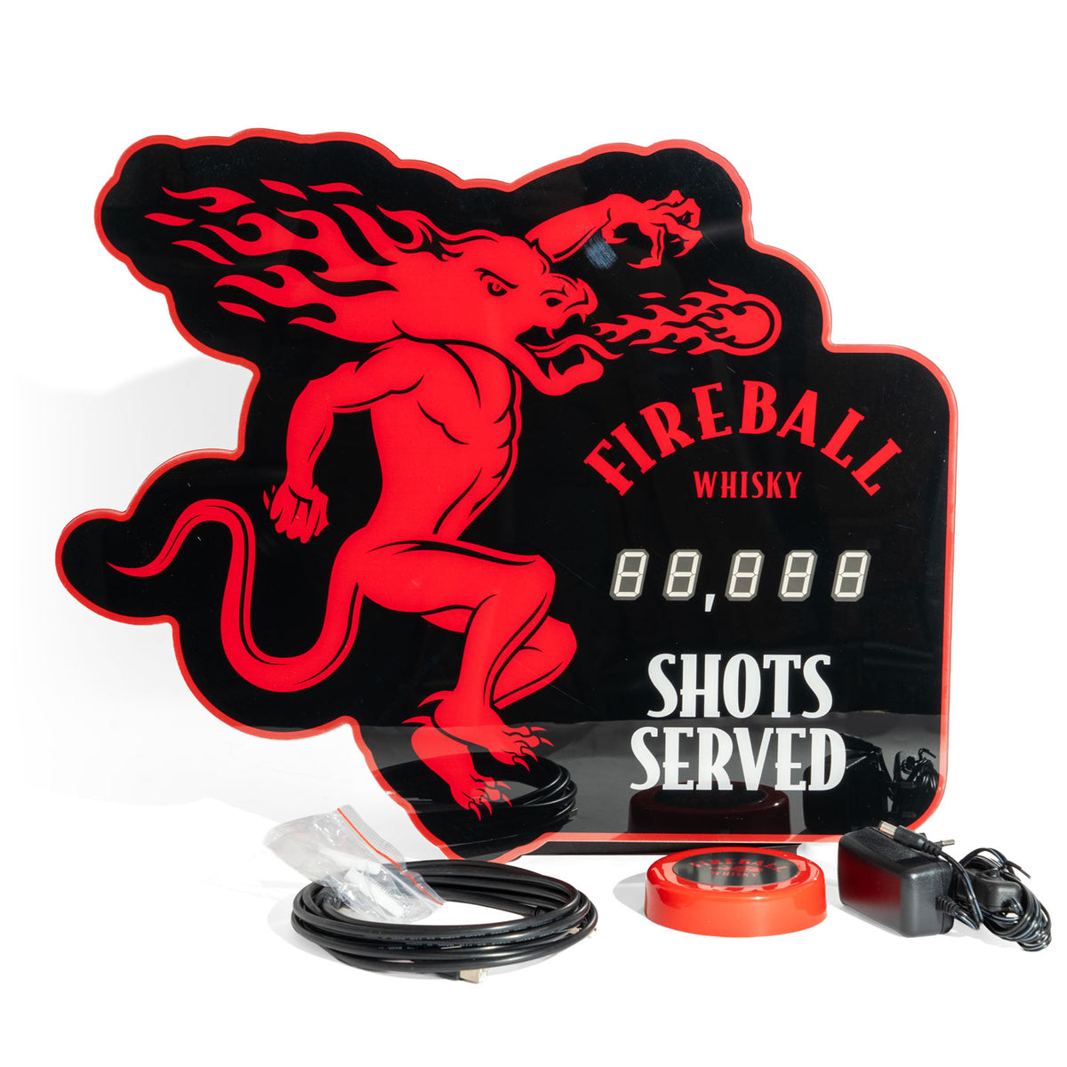 Fireball Insegna luminosa LED Wallsign Targhetta da parete Shots served Counting Decorazione da bar – Vista 3