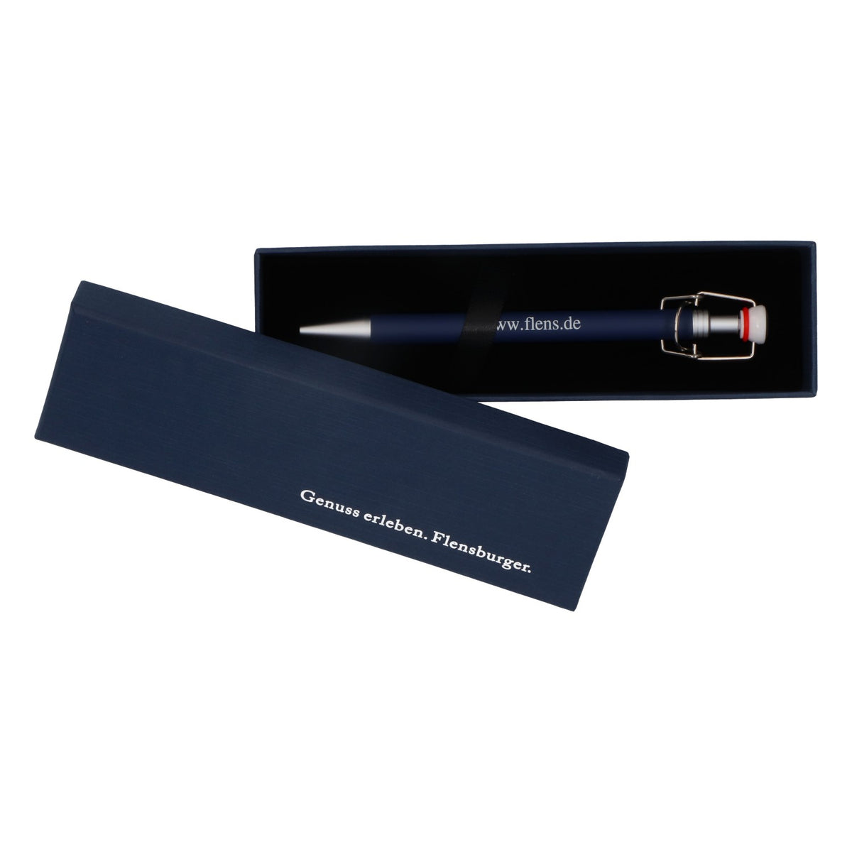 Penna a sfera Flensburger Pilsener Plop con tappo a pressione in confezione regalo – Vista 3