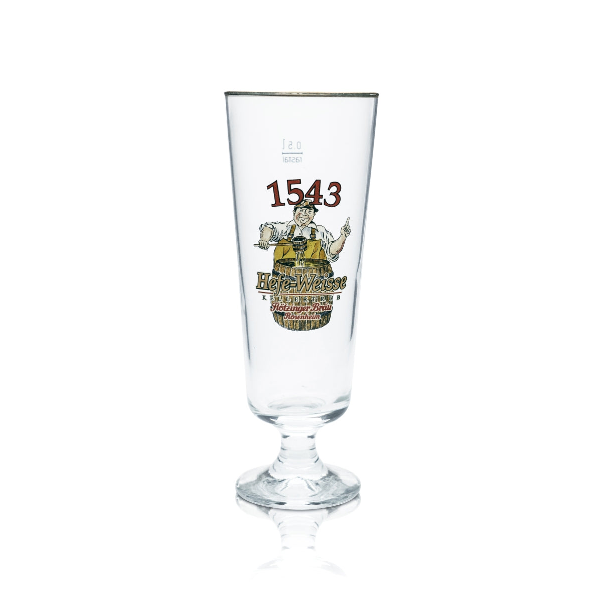 Bicchiere da birra Flötzinger 0,5 l con bordo dorato Bicchieri da birra bianca Lievito di frumento "1543" Bräu