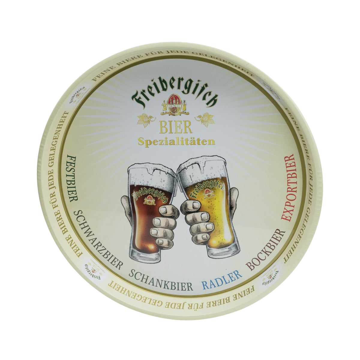 Vassoio per birra Freiberger Vassoio da portata Vassoio da cameriere Oro/Bianco Lamiera