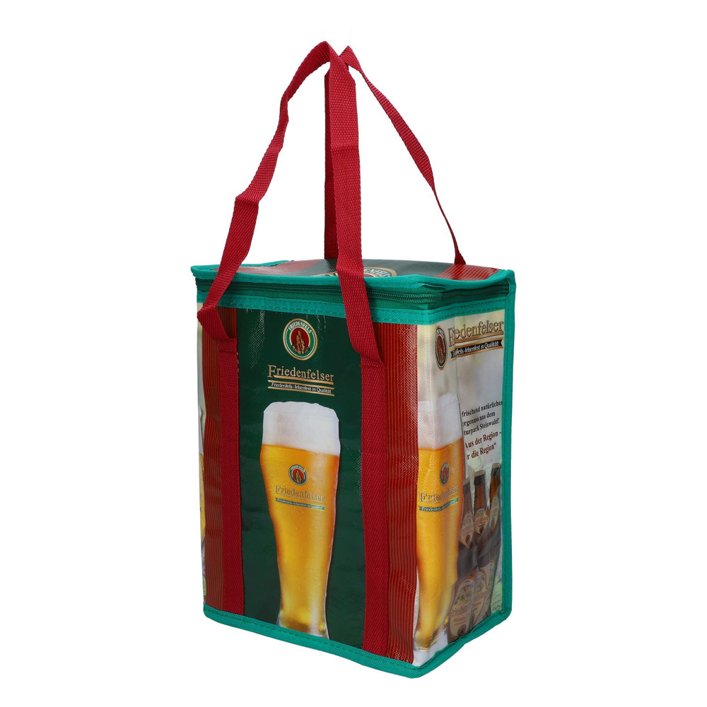 Borsa termica per birra Friedenfelser, verde, nuova, in tessuto misto, conforme alla norma ISO