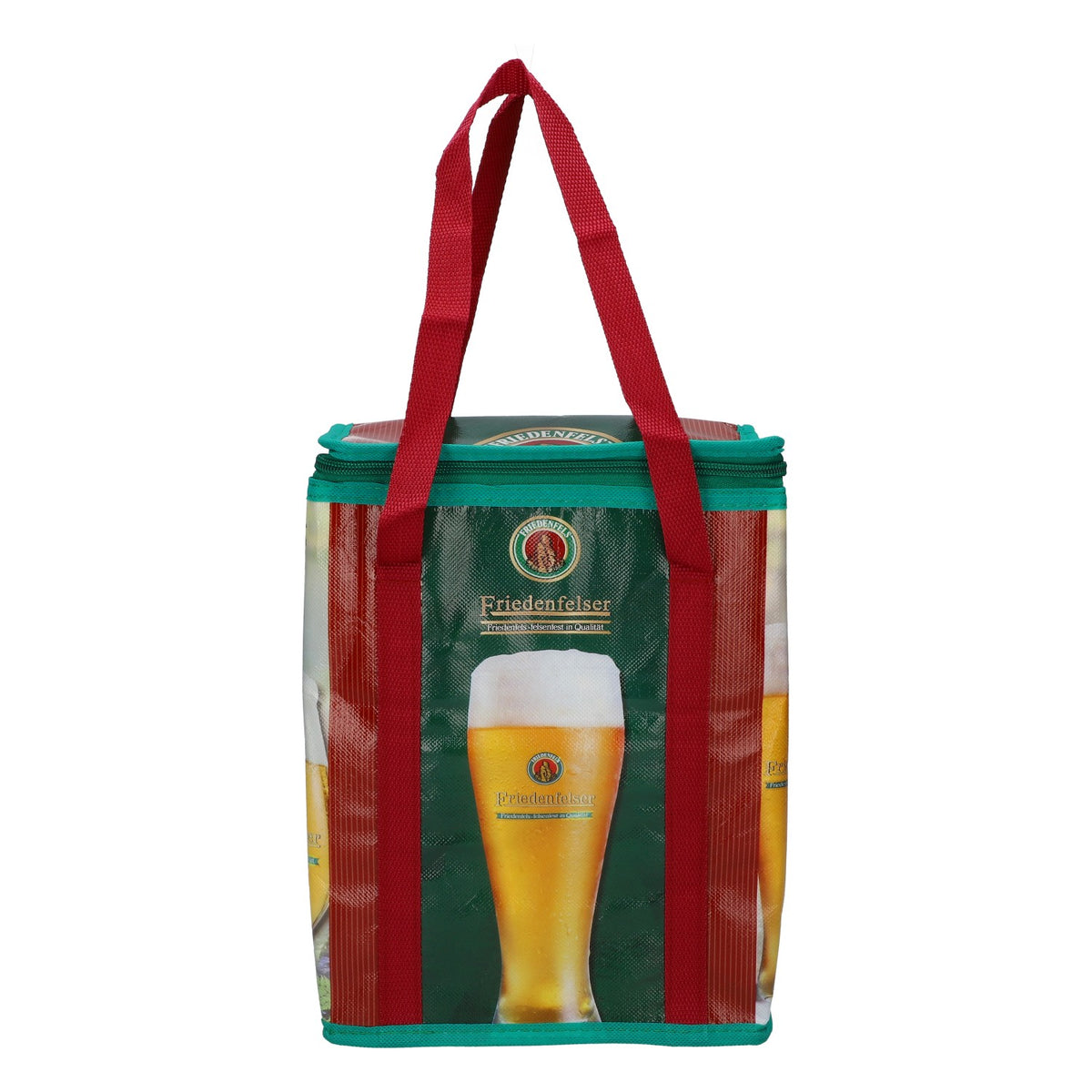 Borsa termica per birra Friedenfelser, verde, nuova, in tessuto misto, conforme alla norma ISO – Vista 2
