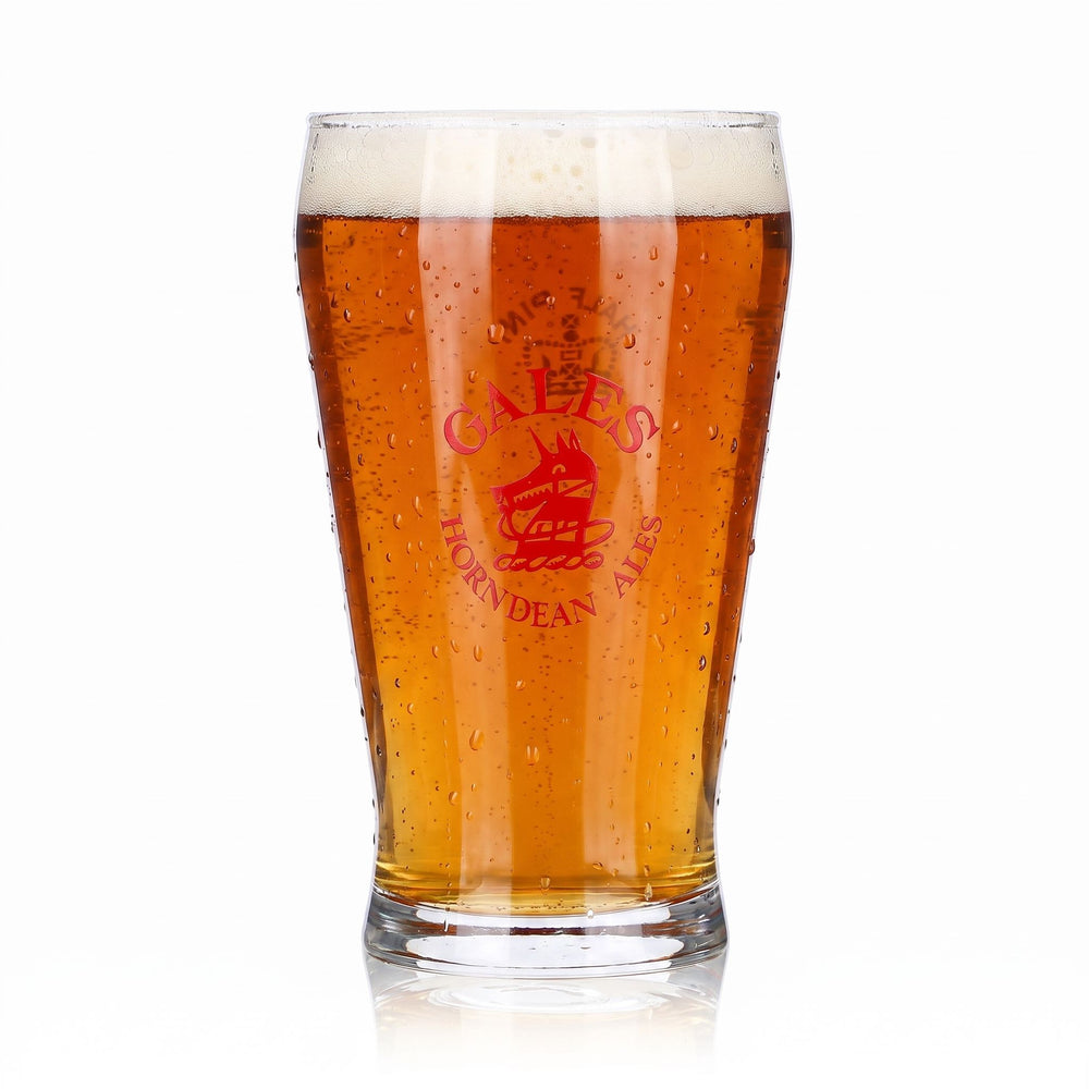 Bicchiere da birra Gales Brewery da 0,28 l, Willi Becher, Horndean Ales, logo con cane, logo rosso