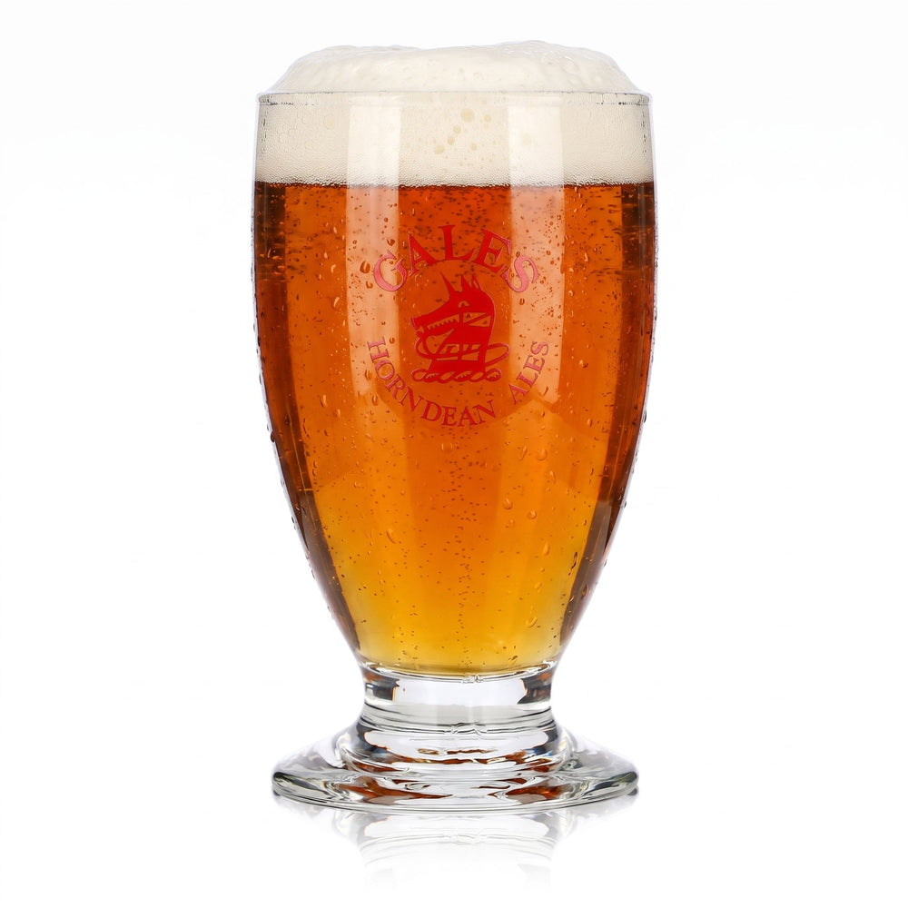 Bicchiere da birra Gales Brewery da 0,35 l, modello a tulipano, Horndean Ales, logo con cane, logo rosso