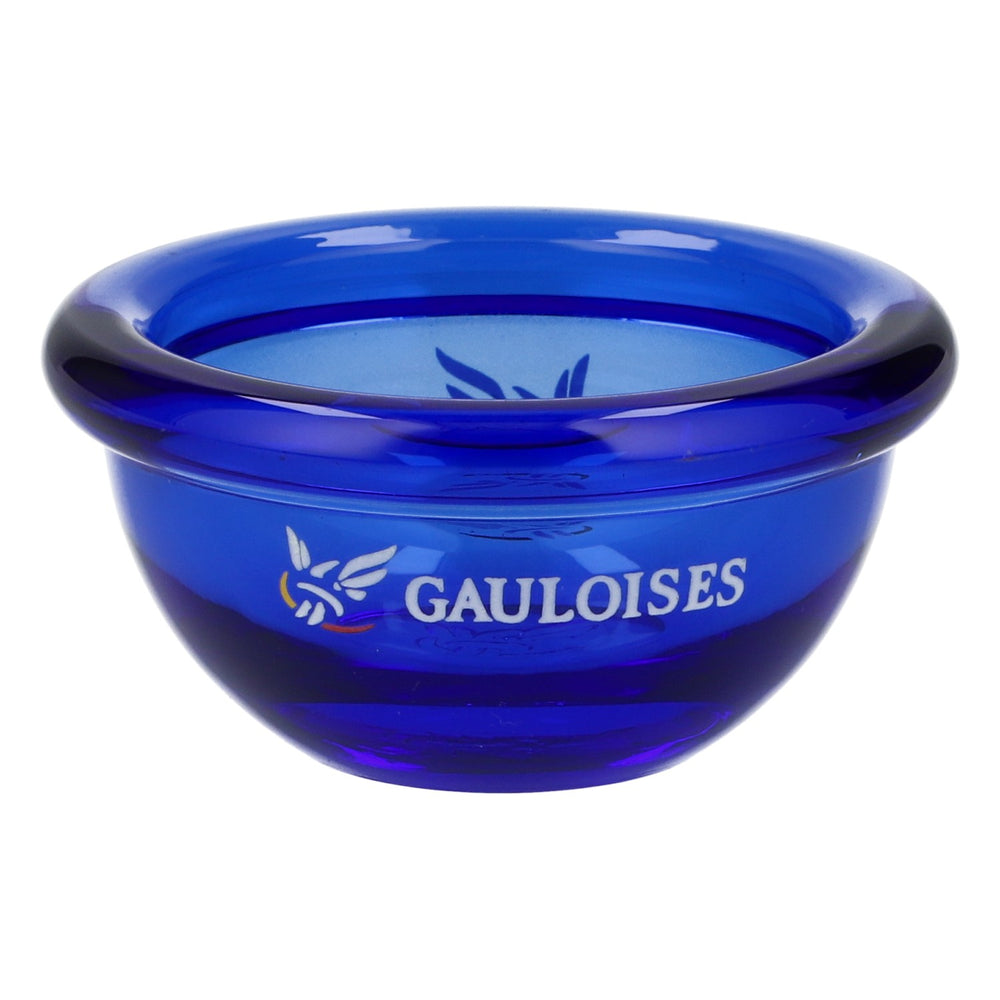 Posacenere Gauloises in vetro con logo MINI, rotondo, blu – Accessorio da bar, oggetto da collezione