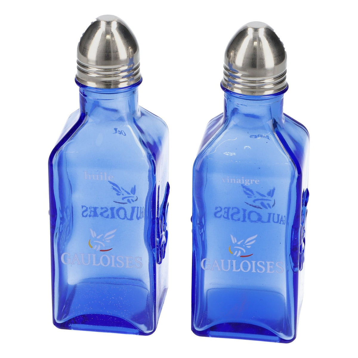 Gauloises sigarette Set di bottiglie per olio e aceto Set di menage blu – Vista 2