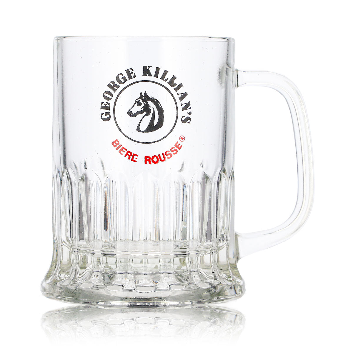 Bicchiere da birra George Killian, boccale da 0,36 l, birre Rousse, logo con cavalli in rilievo – Vista 2