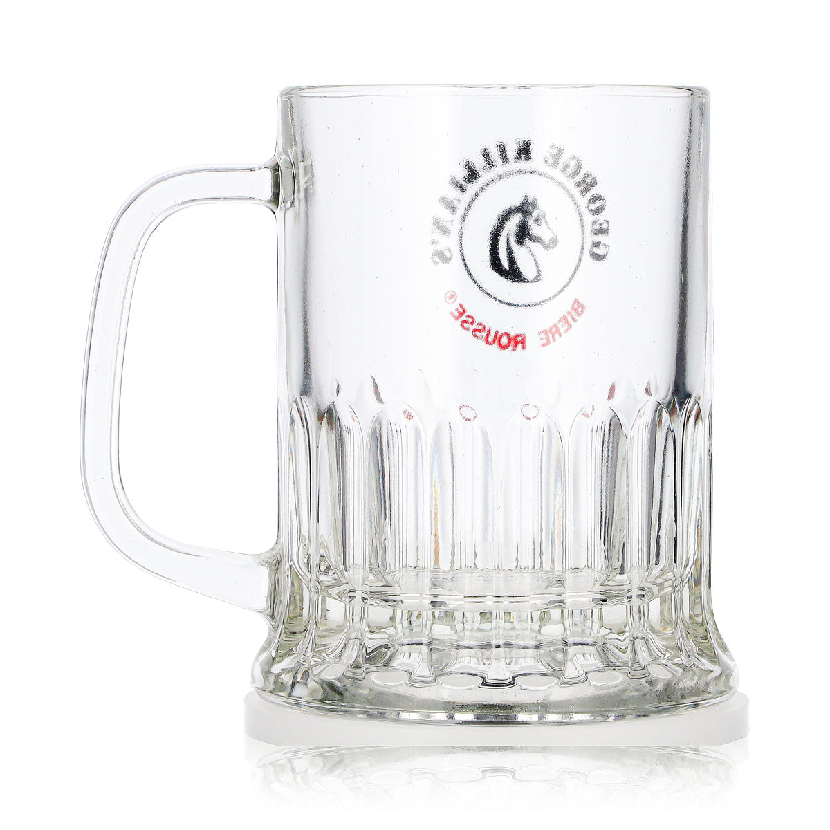 Bicchiere da birra George Killian, boccale da 0,36 l, birre Rousse, logo con cavalli in rilievo – Vista 5