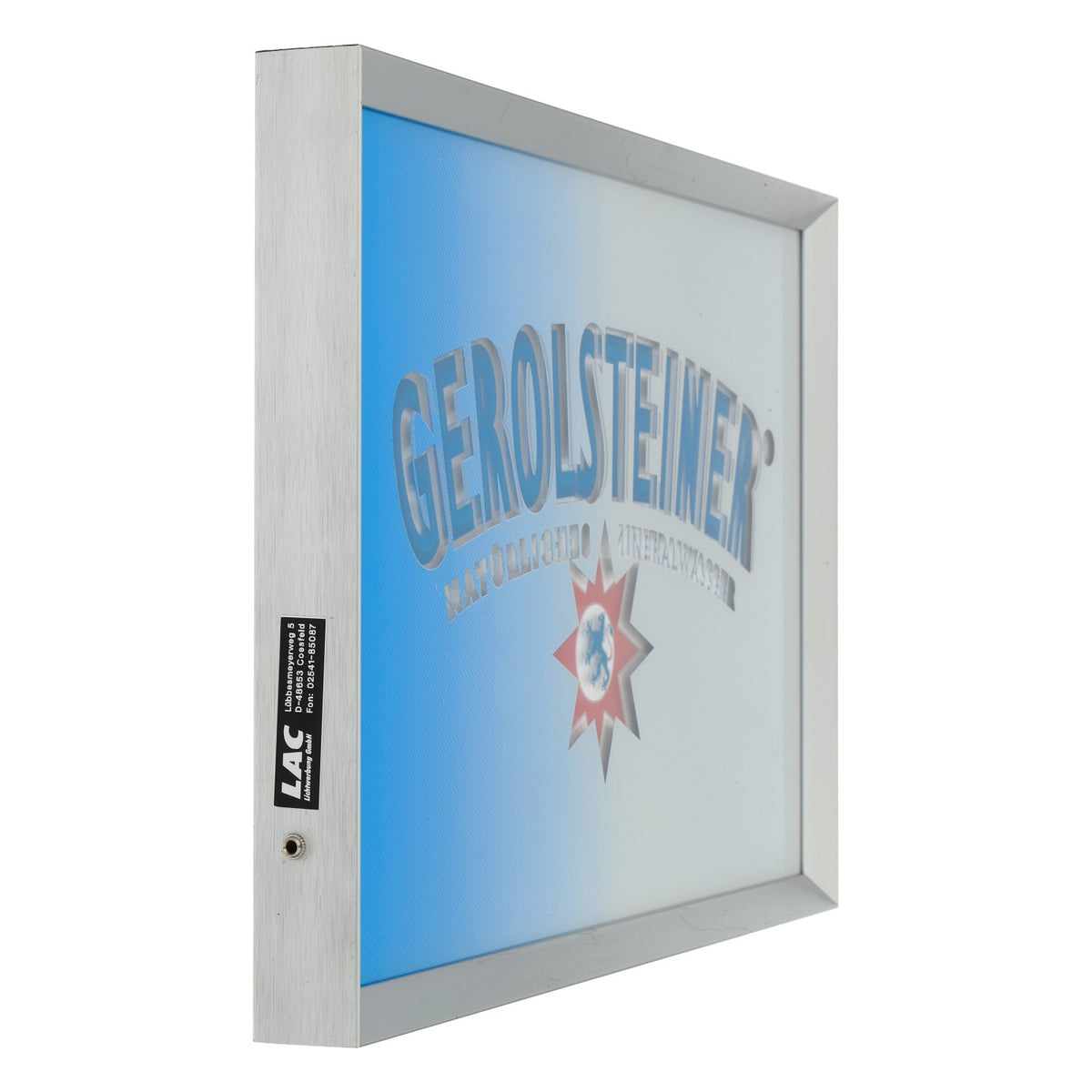 Cornice LED in alluminio Gerolsteiner, insegna luminosa, decorazione da bar, 44x29x3 cm – Vista 2