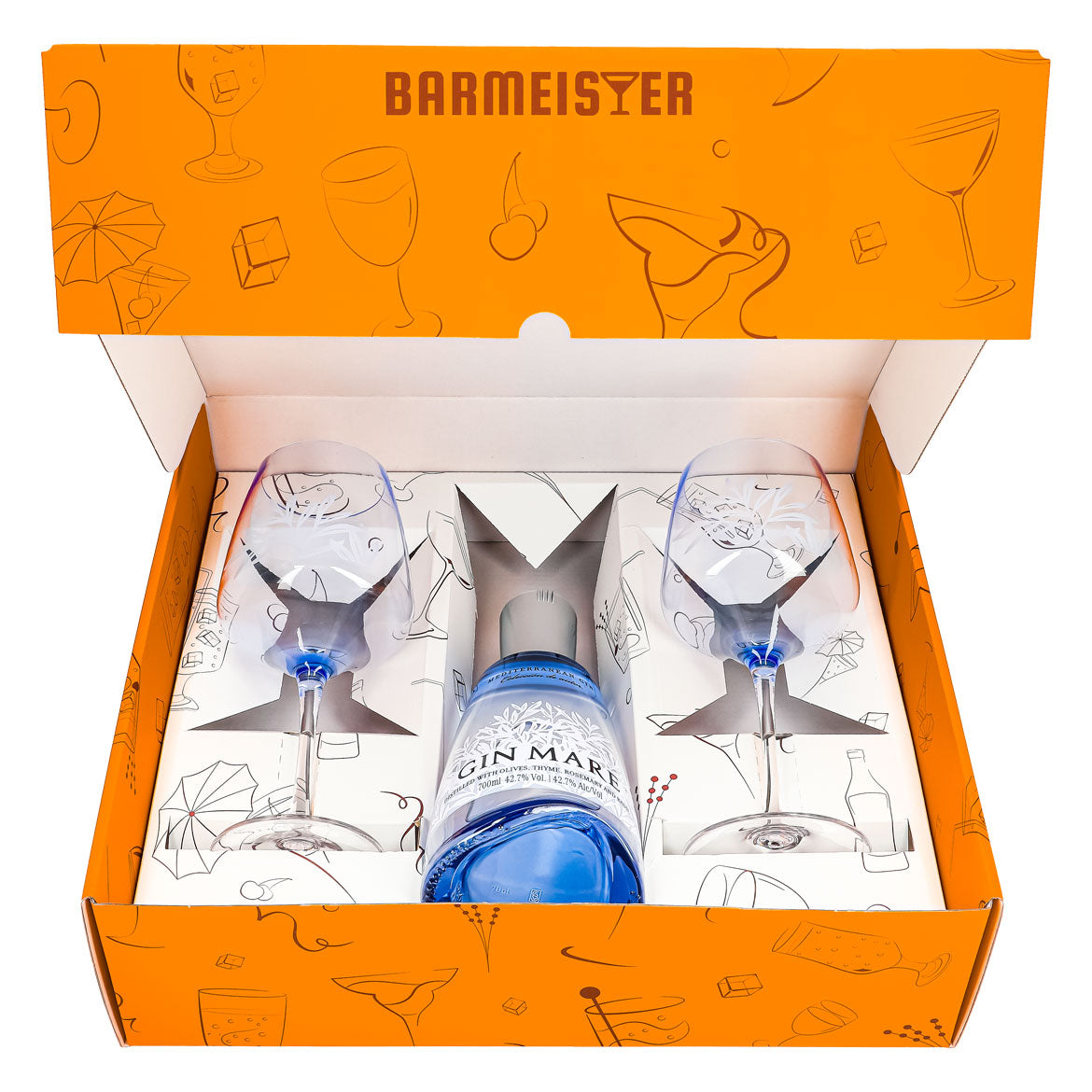 Set regalo Gin Mare 0,7 l 42,7% + bicchiere a palloncino Copa I Orange – Vista 2