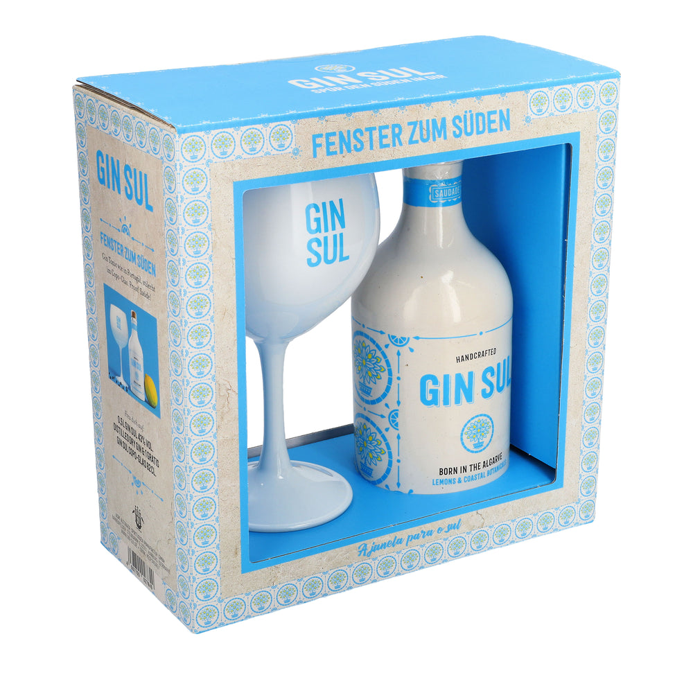 Set regalo Gin Sul "Fenster zum Süden" (Finestra sul sud) 0,5 l 43% vol. + 1 bicchiere Copa da 0,6 l