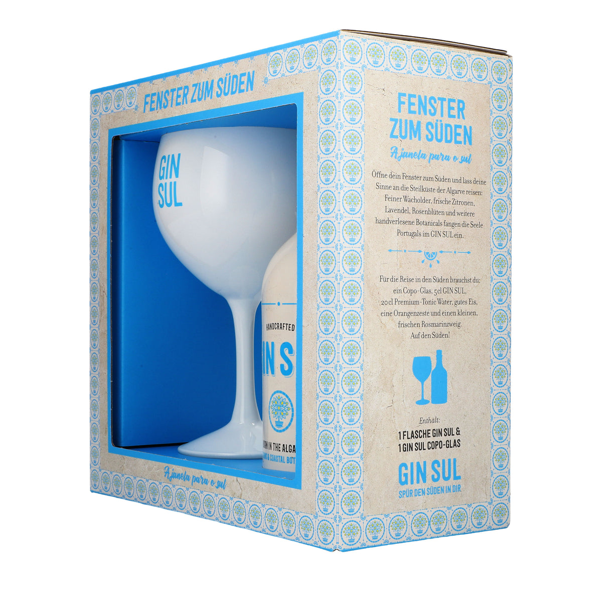 Set regalo Gin Sul "Fenster zum Süden" (Finestra sul sud) 0,5 l 43% vol. + 1 bicchiere Copa da 0,6 l – Vista 3