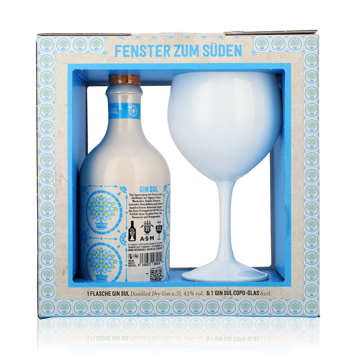 Set regalo Gin Sul "Fenster zum Süden" (Finestra sul sud) 0,5 l 43% vol. + 1 bicchiere Copa da 0,6 l – Vista 5