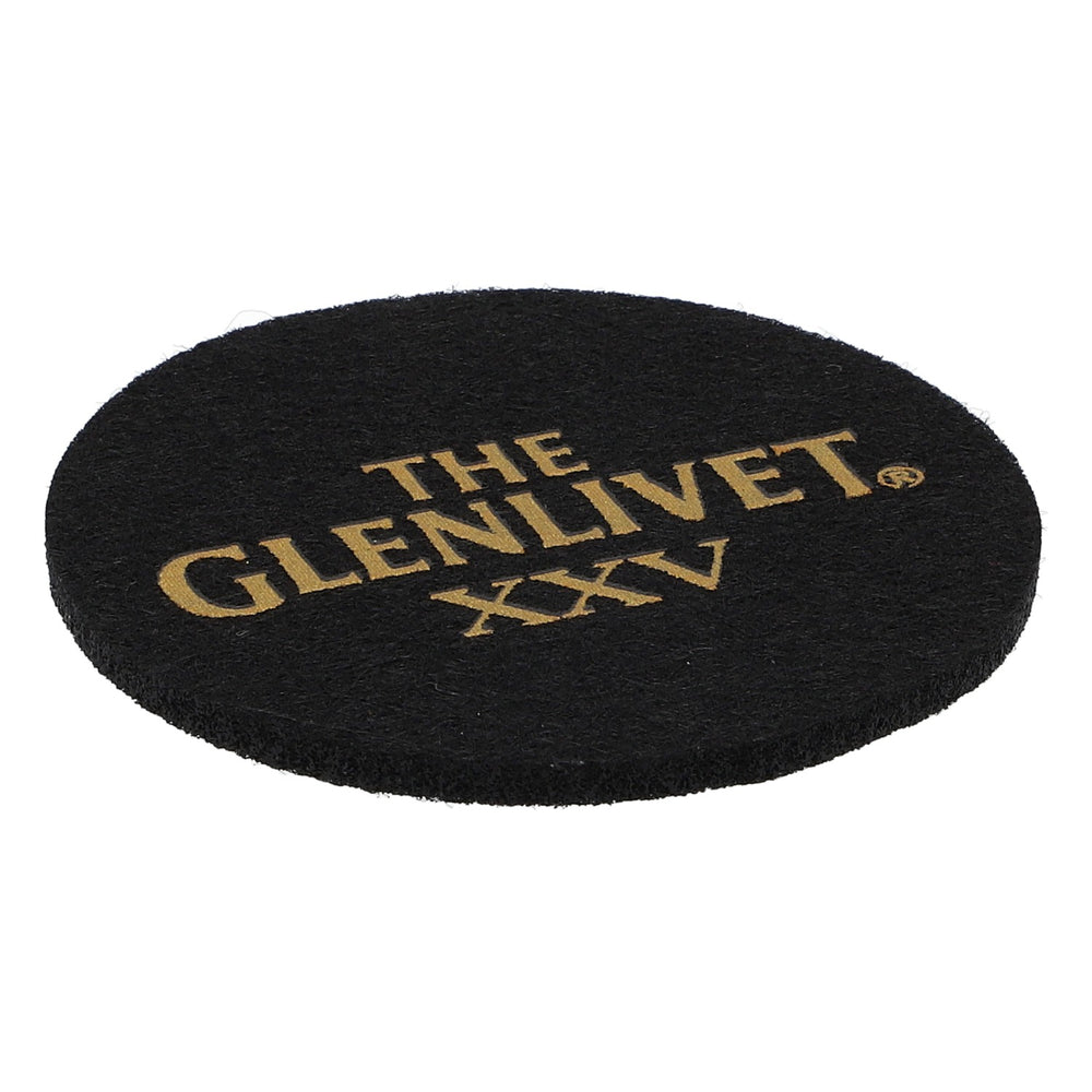 Sottobicchiere in feltro Glenlivet Whisky Sottobicchiere in vetro Nero 6,2 cm di diametro "Glenlivet XXV"