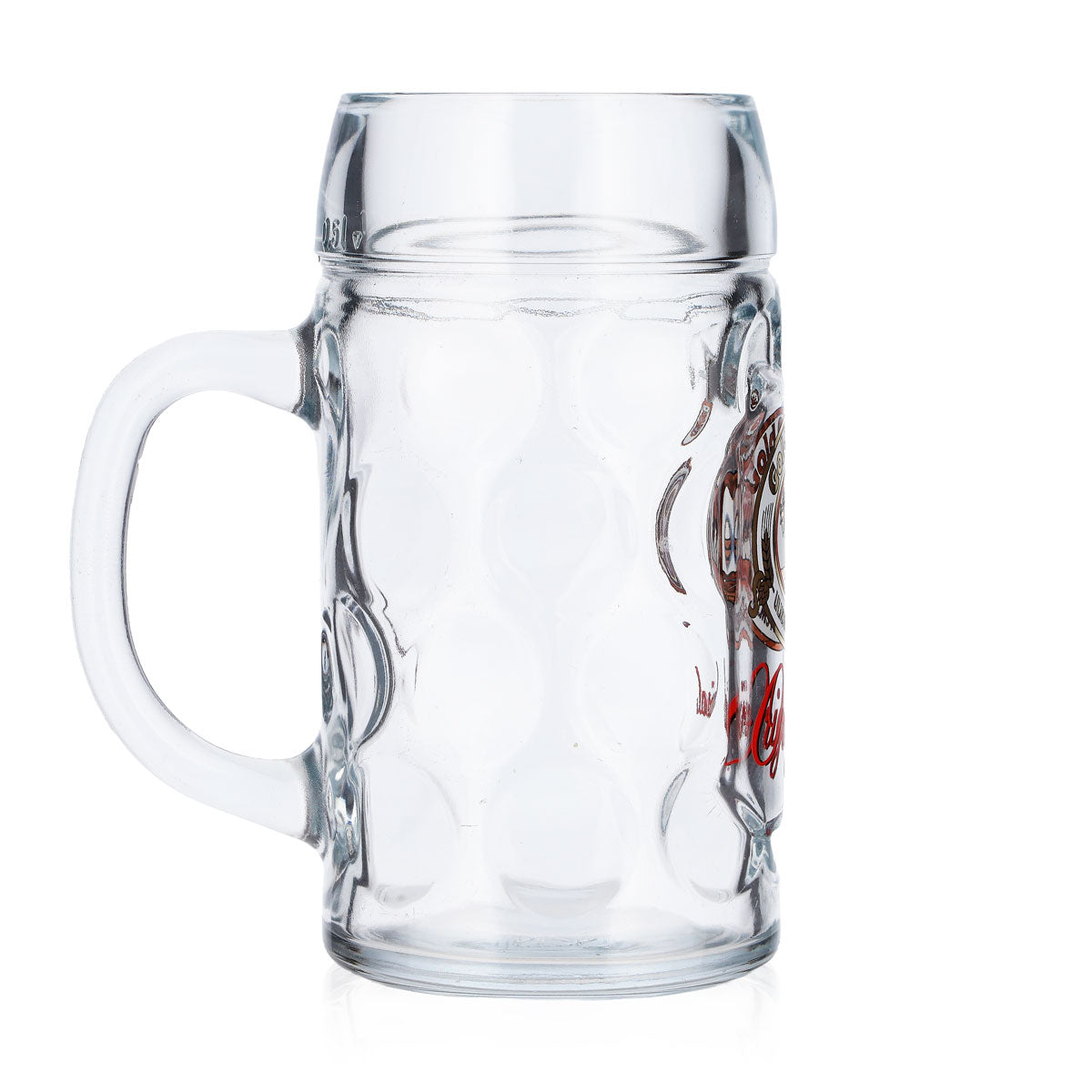 Bicchiere da birra Gold Ochsen da 0,5 l, forma a brocca, bianco con logo dorato – Vista 3