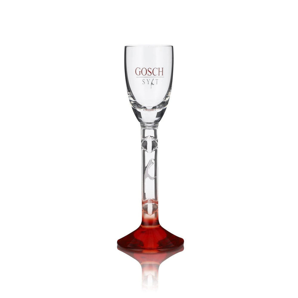 Gosch Glas Set di bicchieri da acquavite Sylt da 4 cl con base rossa Bicchieri da liquore Bicchieri da grappa Gastro