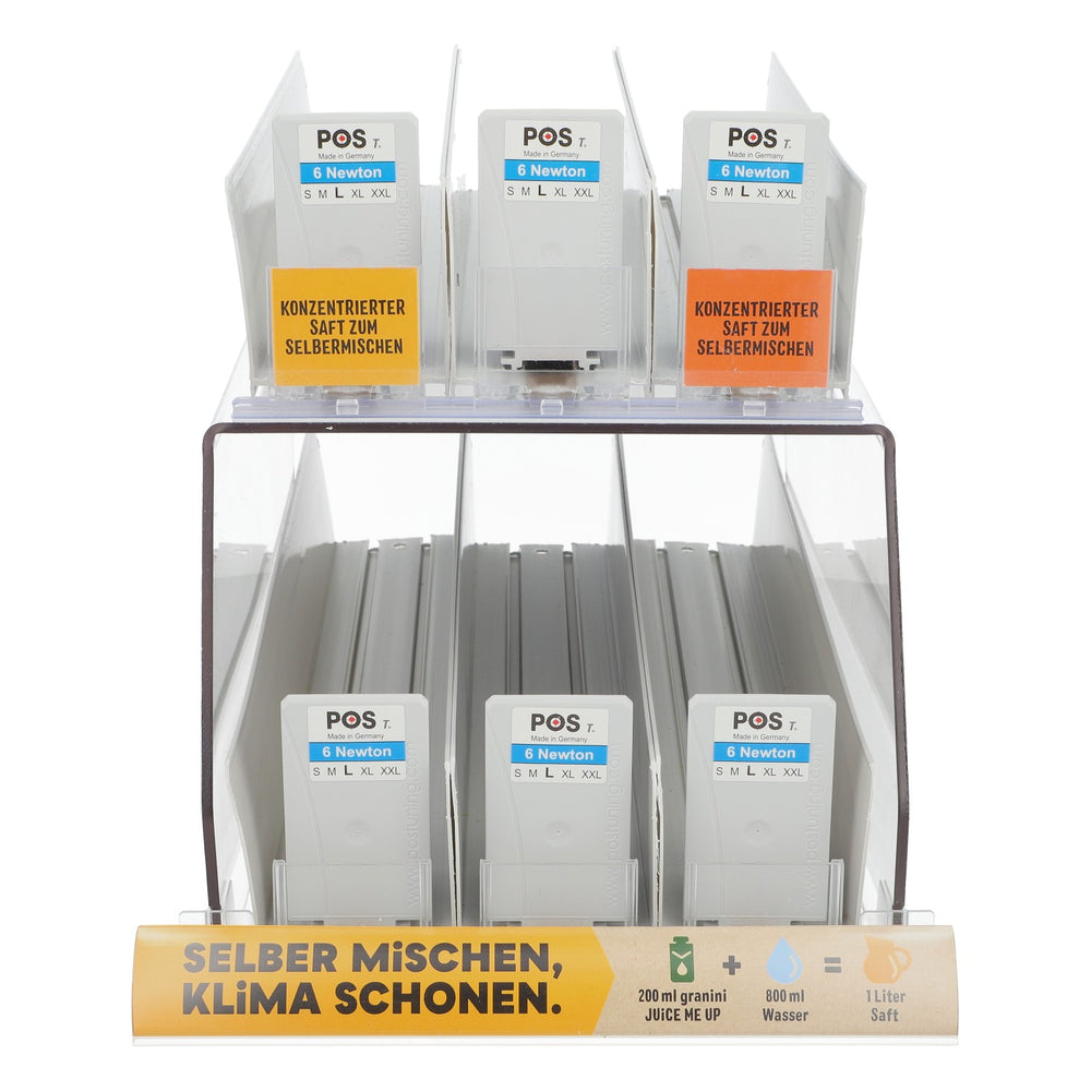 Distributore di succhi Granini Sistema POS Tuning a scorrimento per confezioni di succhi Granini da 200 ml