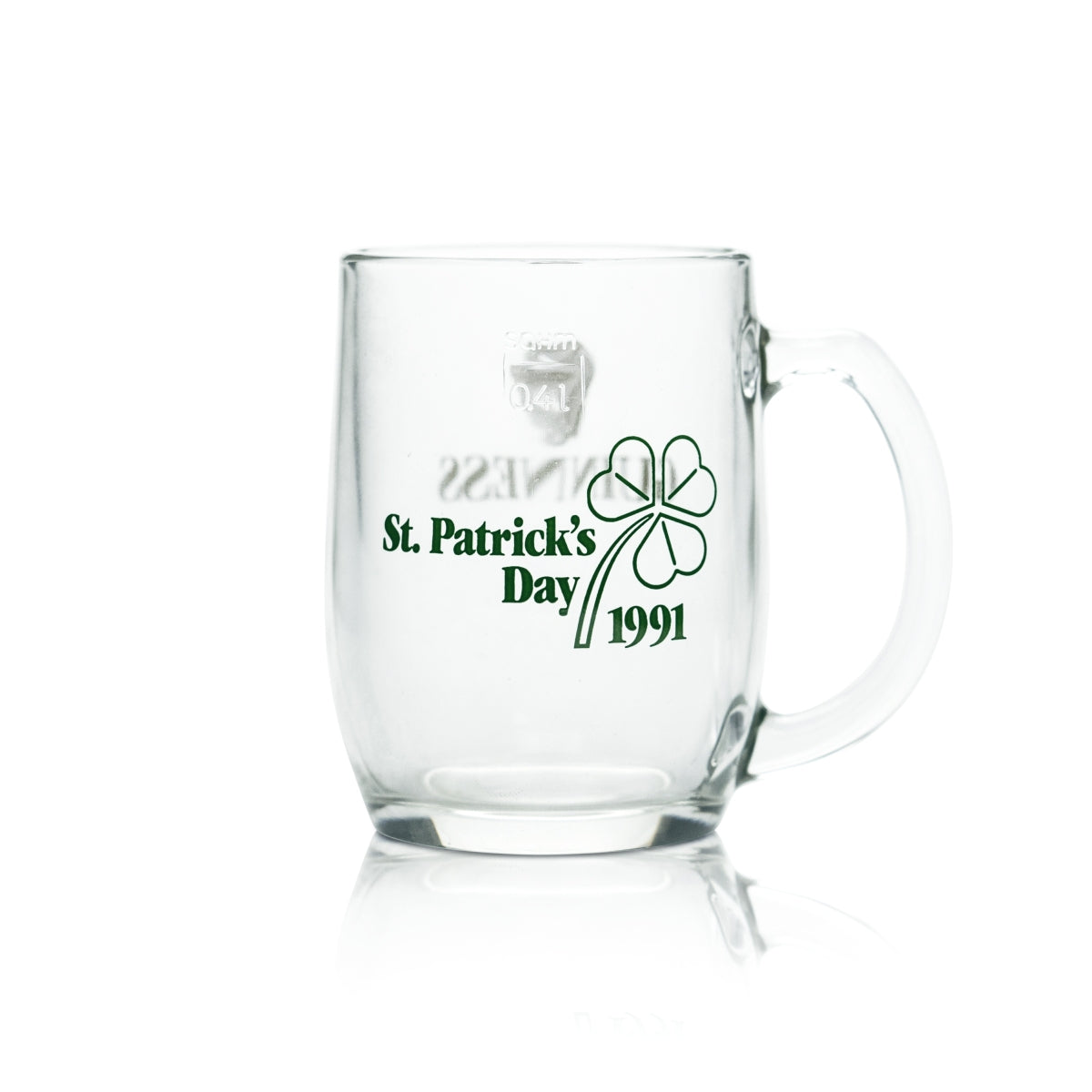 Bicchiere da birra Guinness 0,4 l boccale St. Patrick's Day 1991 Bicchieri da collezione Stout Draught – Vista 2