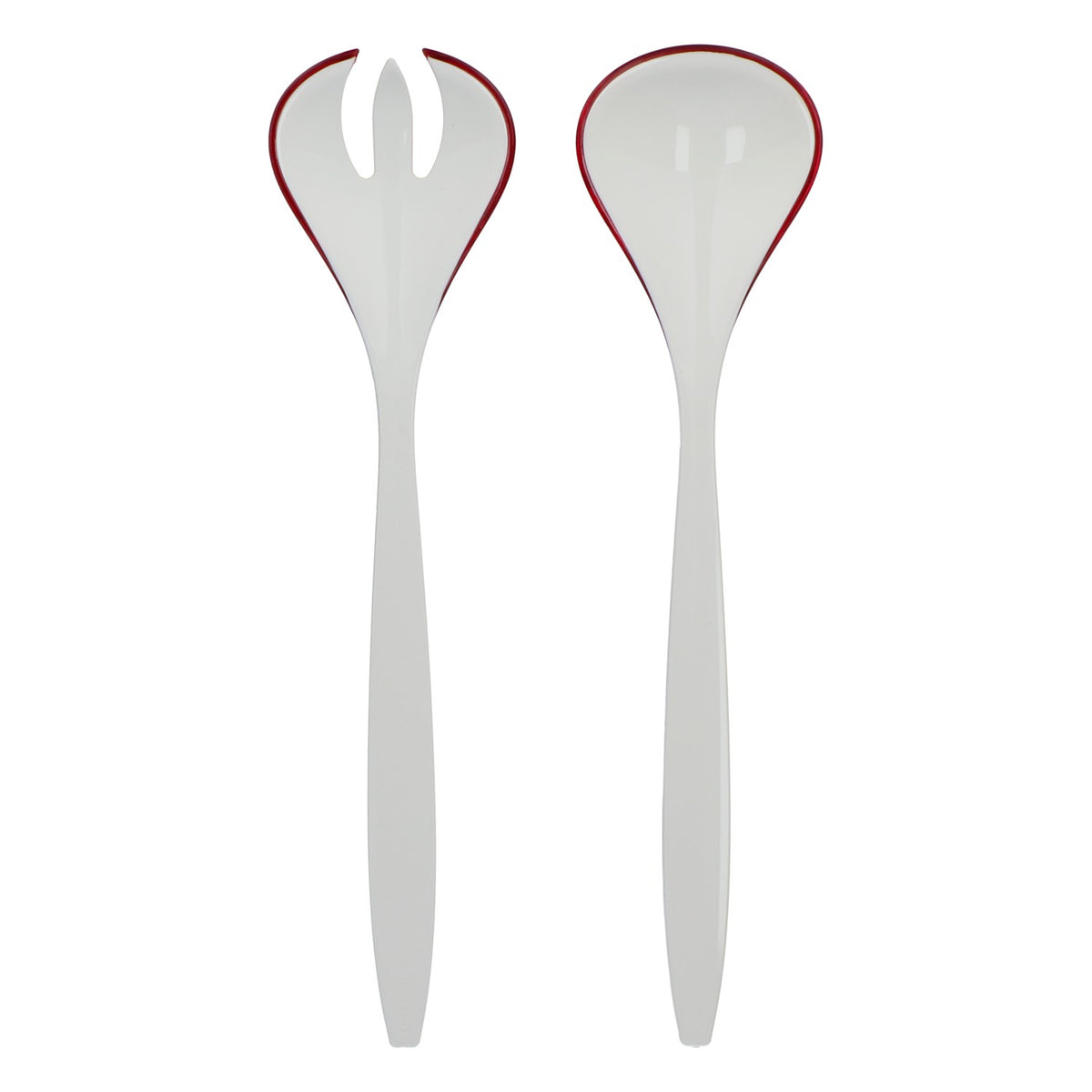 Guzzini Happy Hour Posate da insalata in plastica rosso-bianche, set da 2 pezzi, design – Vista 2