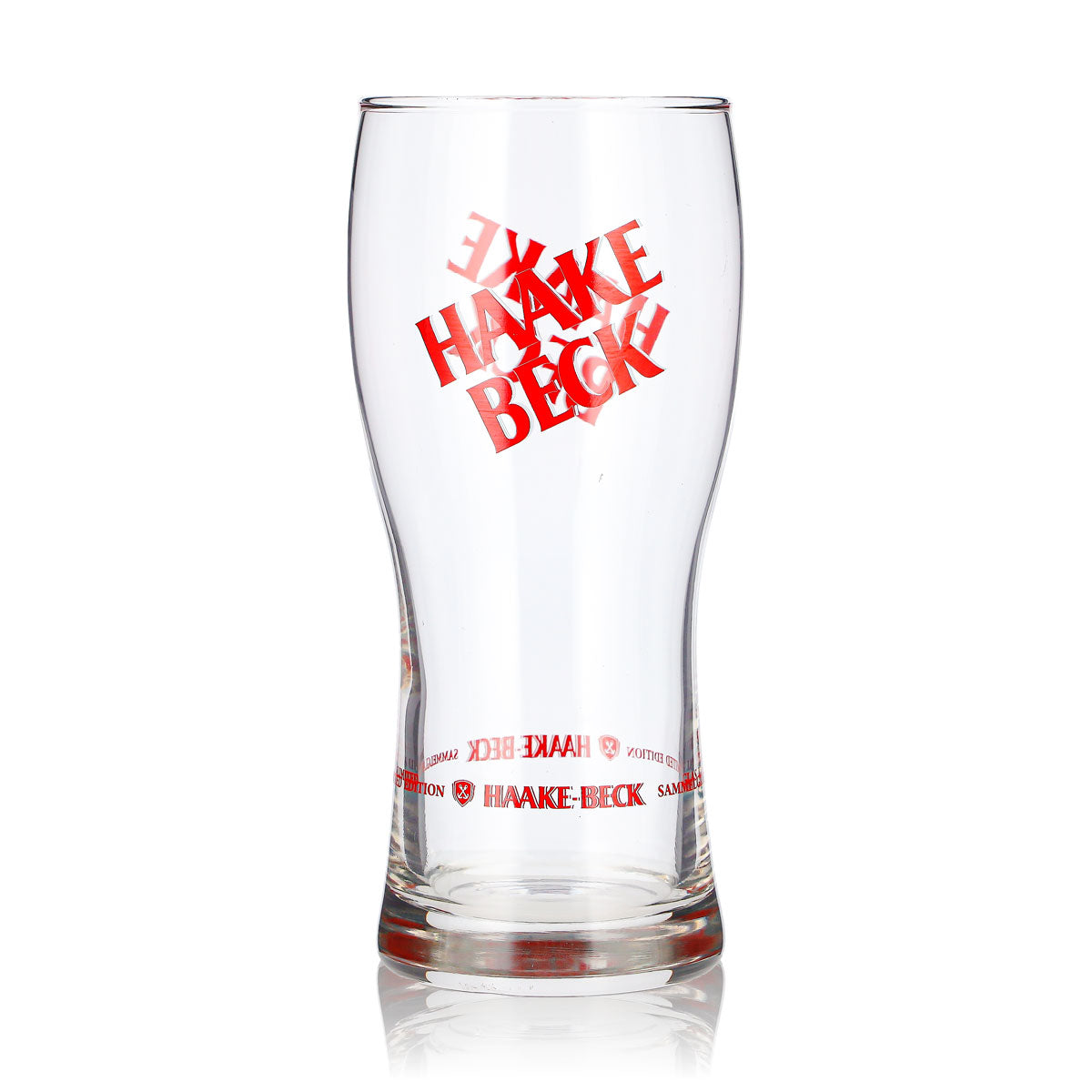 Bicchiere da birra Haake Beck da 0,38 l con logo rosso, bicchiere da collezione in edizione limitata (2) Hacke