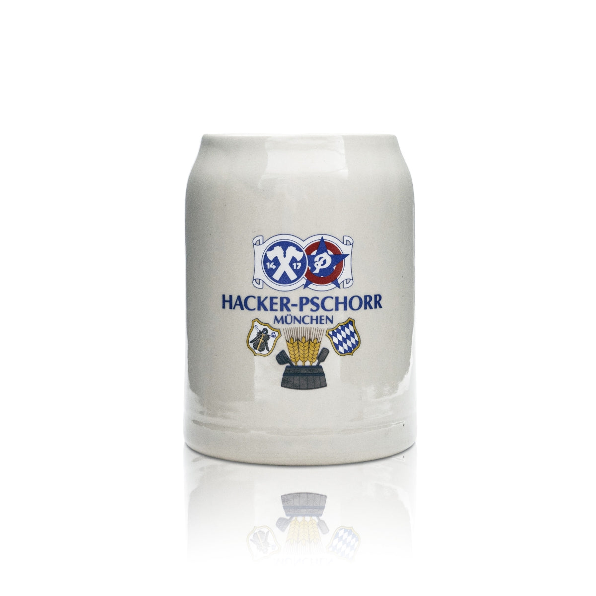 Boccale da birra Hacker Pschorr in vetro 0,5 l, boccale tradizionale, bicchieri Seidel, gastronomia, Monaco di Baviera, birrificio