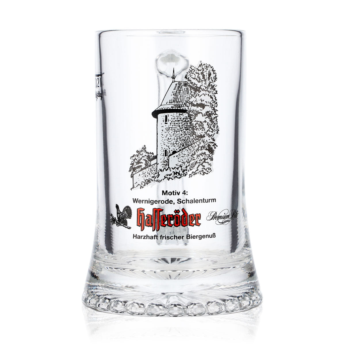 Bicchiere da birra Hasseröder, boccale da 0,2 l, motivo 4: Wernigerode, Schalenturm, Böckling