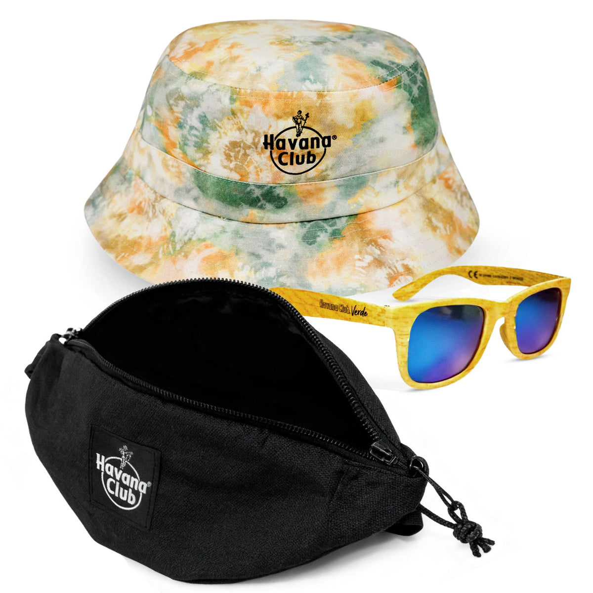 Havana Club Pacchetto tempo libero Set composto da occhiali da sole, marsupio e cappello da pescatore