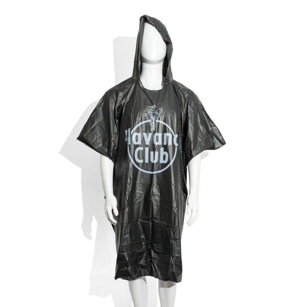Havana Club Rum Poncho impermeabile Festival Copertura antipioggia Outdoor Cappuccio Nero