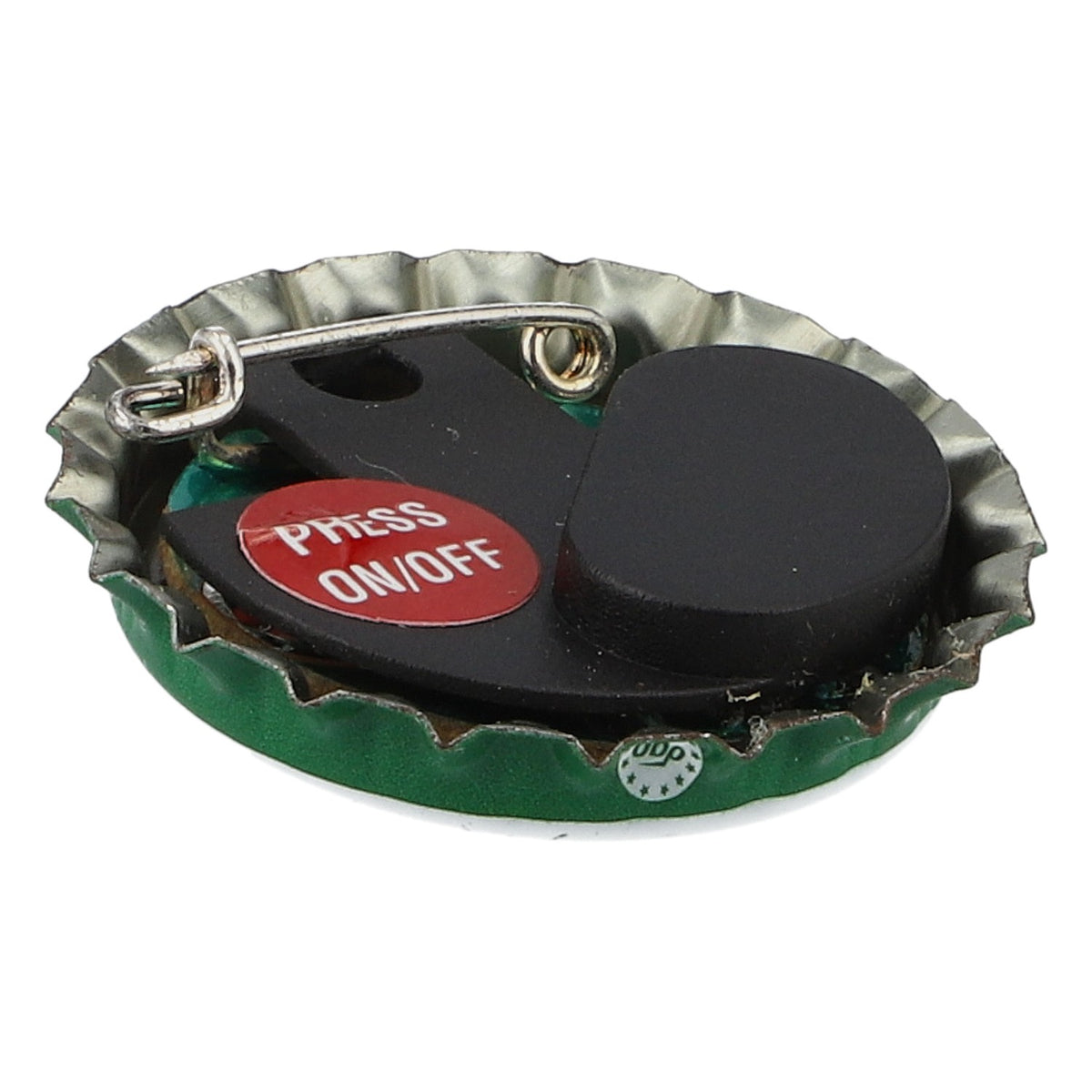 Spilla Heineken con LED a forma di tappo di bottiglia verde - Gadget per appassionati di birra – Vista 4