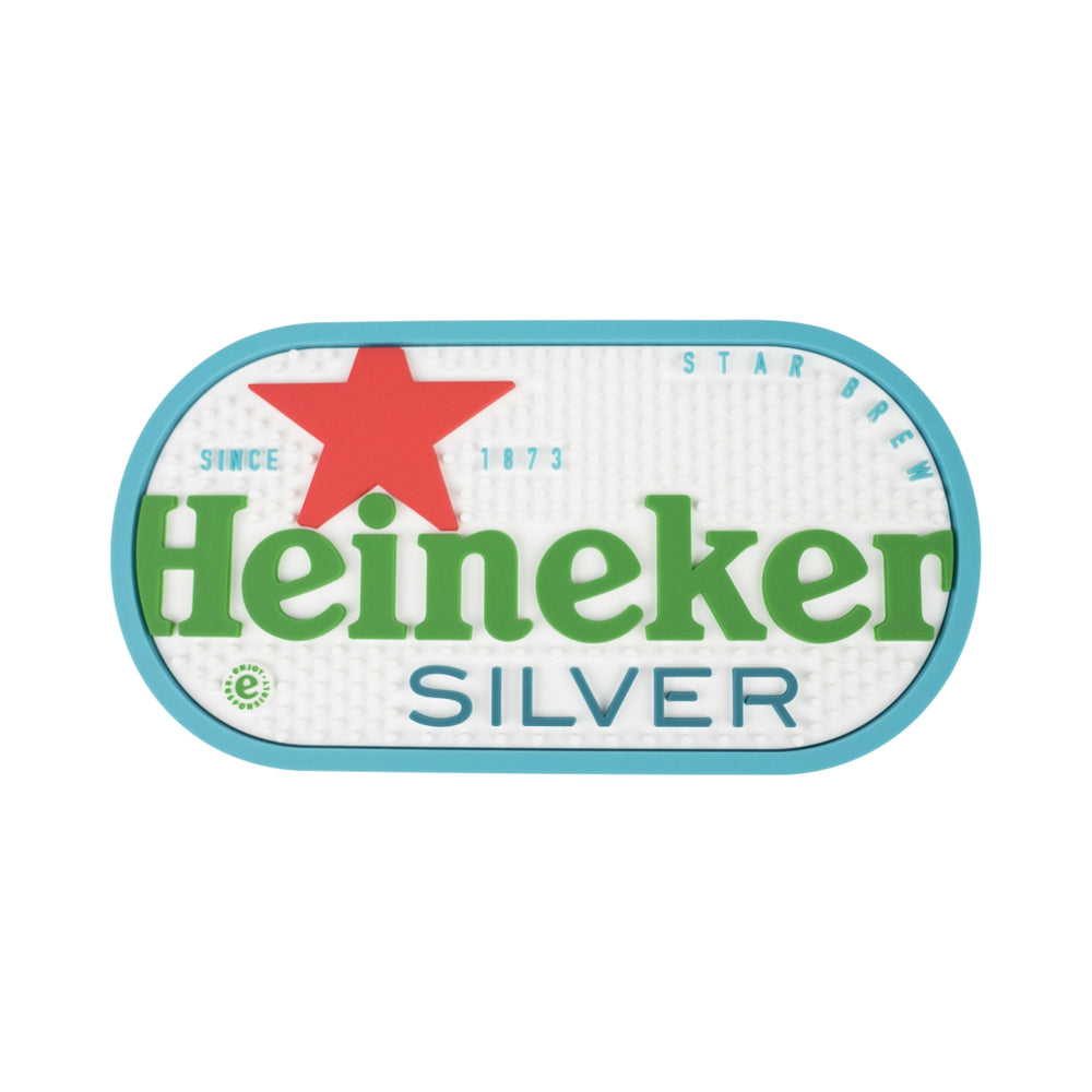 Tappetino da bar Heineken Silver 32x16,5 cm ovale con sgocciolatoio Runner bicchieri Gastro