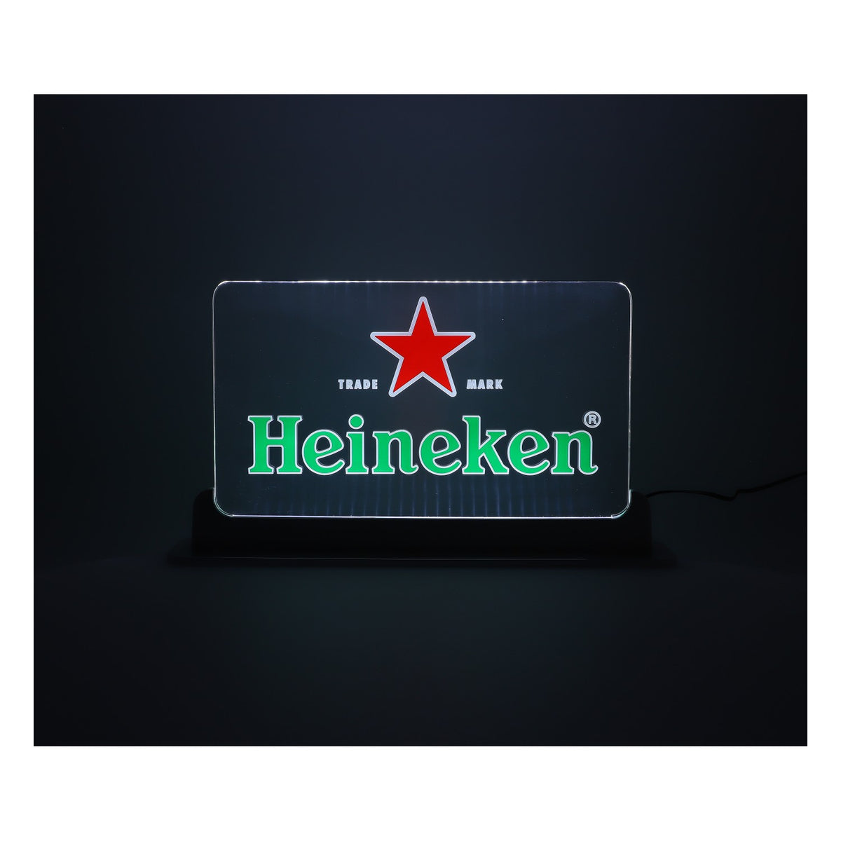 Heineken Birra Insegna luminosa Insegna pubblicitaria Cartello Trasparente Argento Pavimento – Vista 6