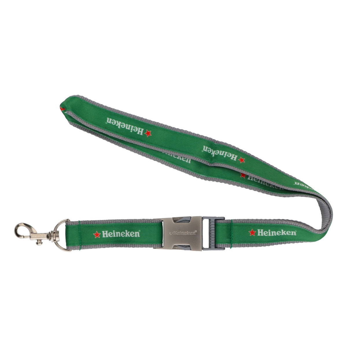 Laccetto Heineken con apribottiglie e fibbia in metallo, verde/grigio