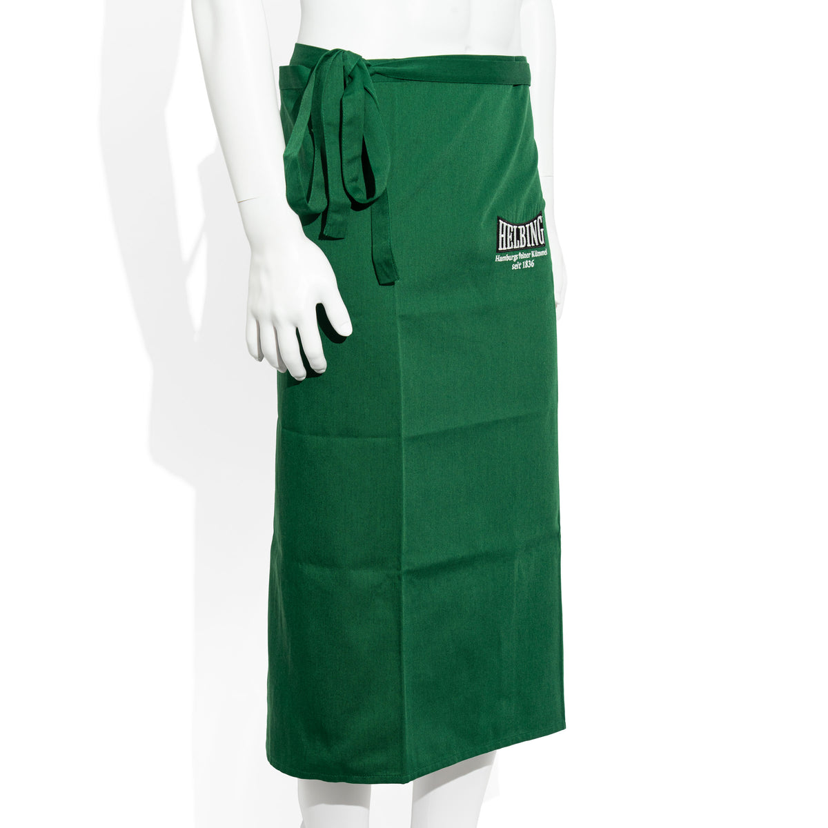Helbing - Bicchiere da grappa, grembiule da bar lungo verde in tessuto misto, grembiule da cameriere al cumino – Vista 2