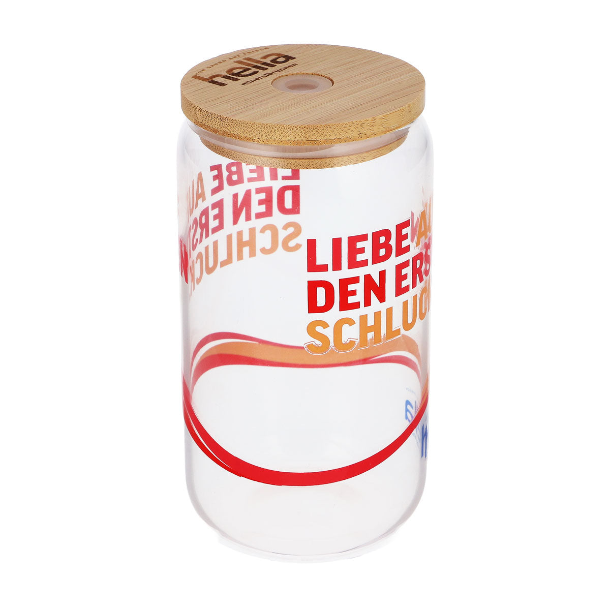 Hella Bicchiere da acqua 0,49 l Coperchio in legno Bicchiere Cannuccia Amore al primo sorso – Vista 2