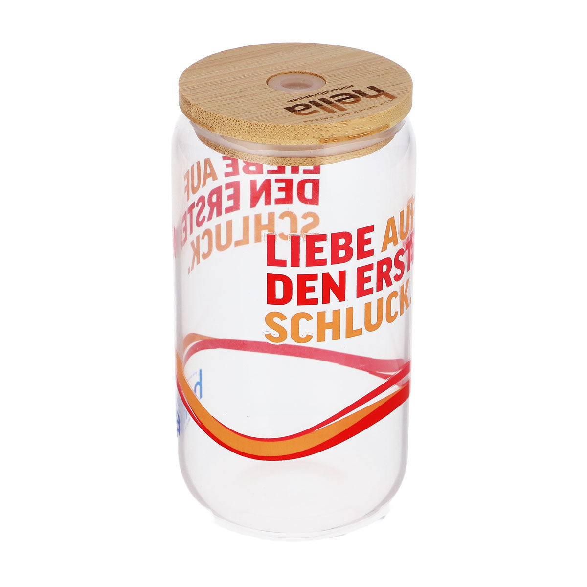 Hella Bicchiere da acqua 0,49 l Coperchio in legno Bicchiere Cannuccia Amore al primo sorso – Vista 3