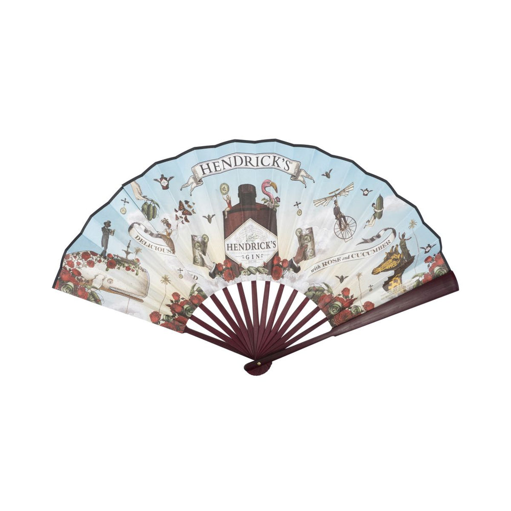 Hendricks Gin Ventaglio pieghevole colorato in legno Accessorio per feste Estivo Rinfrescante