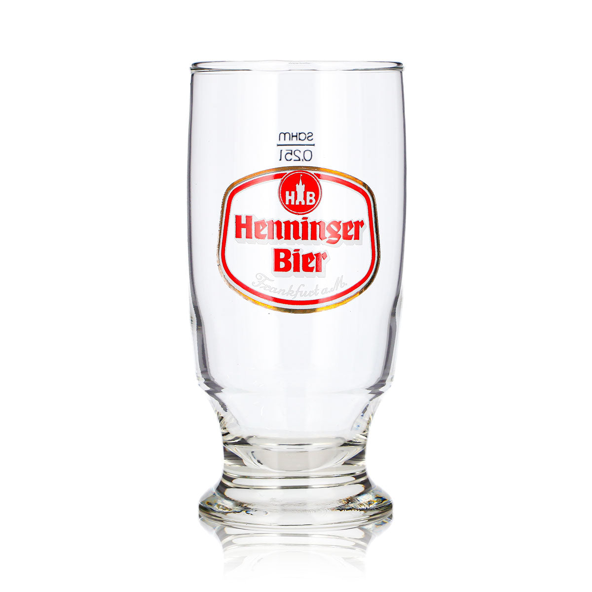 Bicchiere da birra Henninger da 0,25 l con logo rosso Sahm – Vista 2