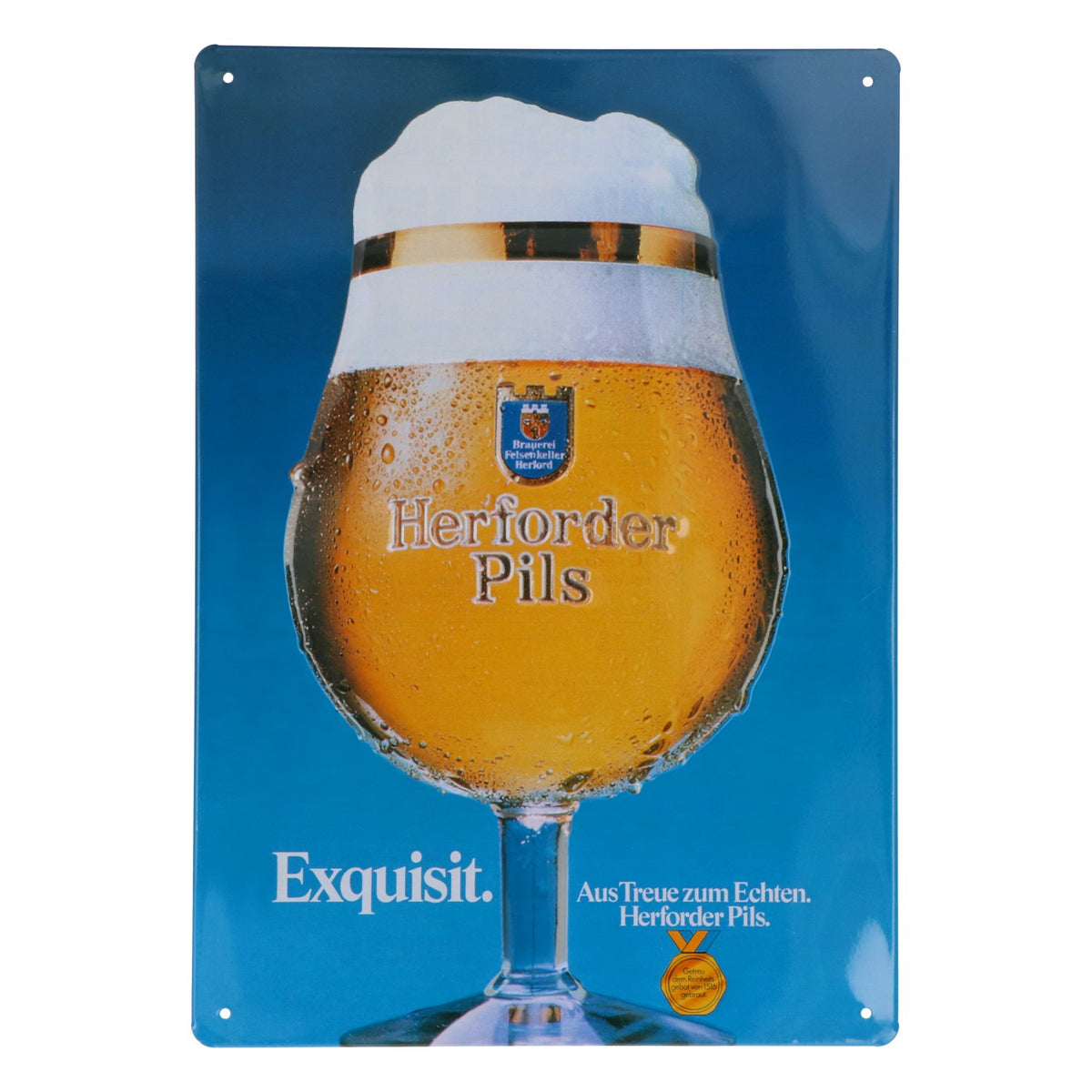 Birrificio Herforder: decorazione da parete con targhetta in metallo raffigurante una birra