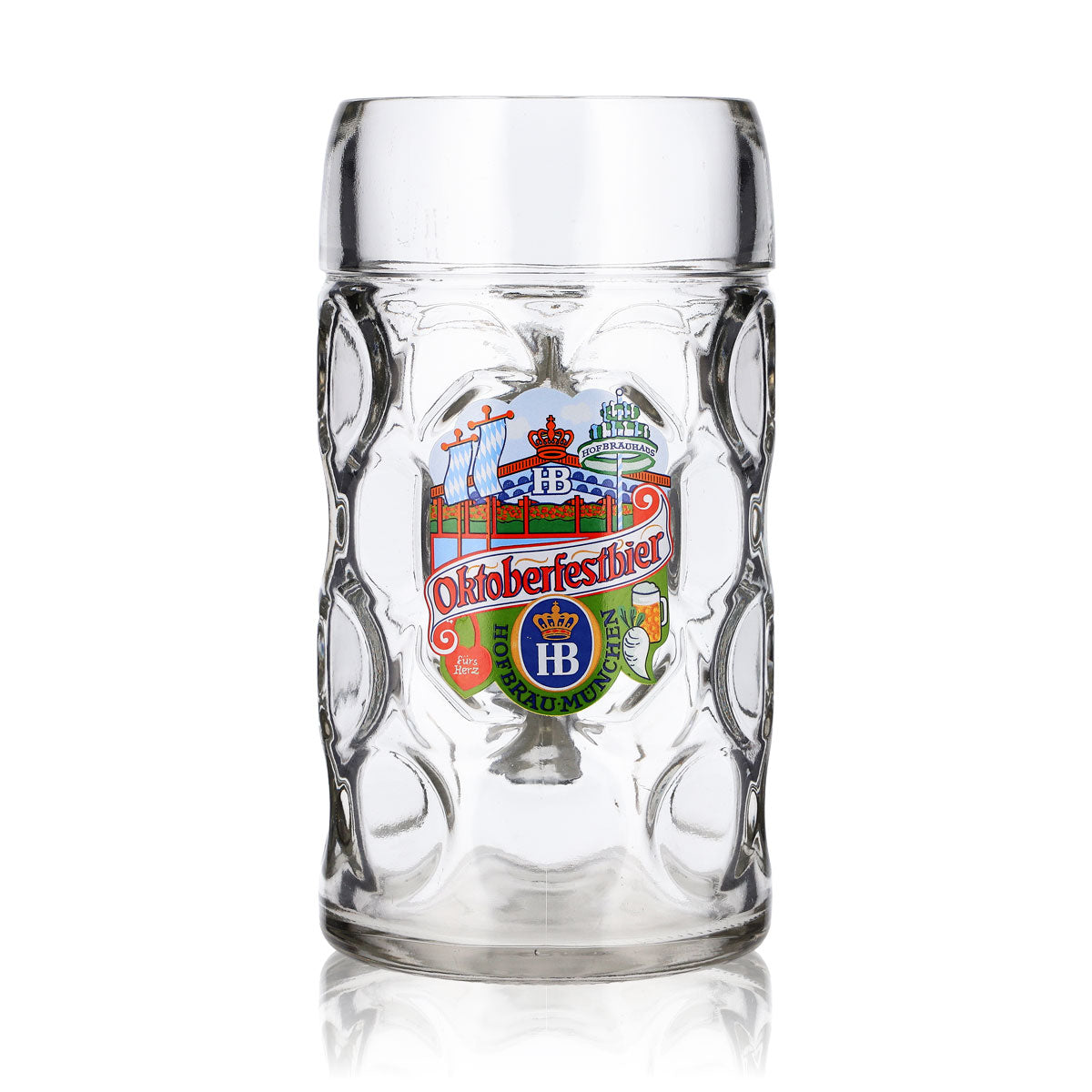 Bicchiere da birra Hofbräu di Monaco da 1 l, boccale di birra dell'Oktoberfest per il cuore