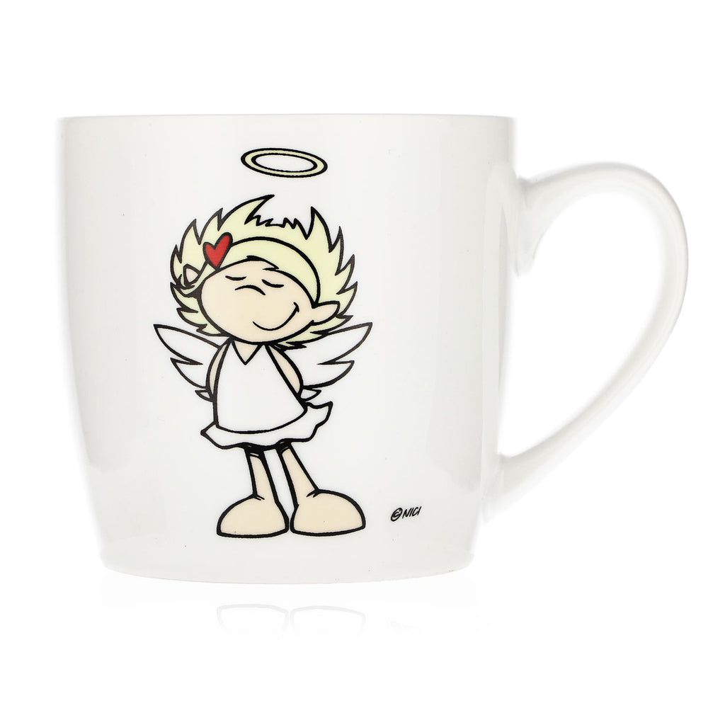 Acqua frizzante "Höllensprudel" in bicchiere da 0,3 l, tazza da caffè, tazza in ceramica con motivo "Angel"