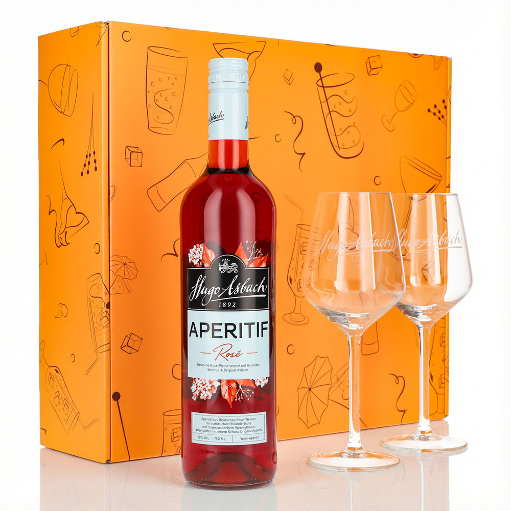 Hugo Asbach Set regalo aperitivo 0,75 l 15% + bicchiere a palloncino Spritz I Orange