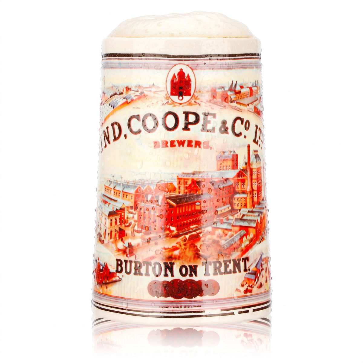 Bicchiere da birra Ind Coope, boccale in ceramica da 0,55 l, Brewers Burton on Trent, bordo dorato