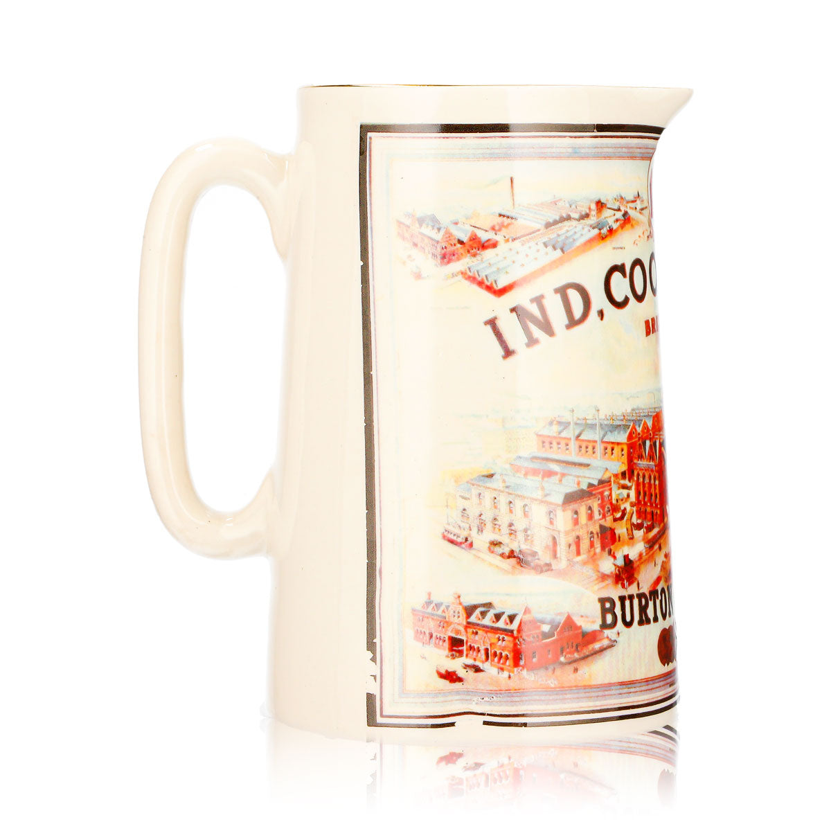 Bicchiere da birra Ind Coope, boccale in ceramica da 0,55 l, Brewers Burton on Trent, bordo dorato – Vista 4